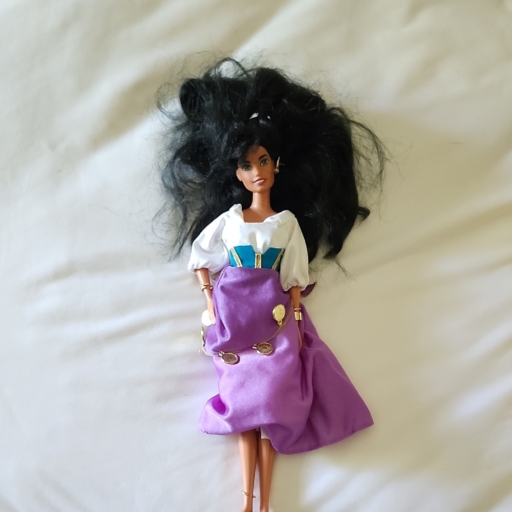 Hunch Back of Notre Dame Esmeralda Purple Dress Doll with Black Hair